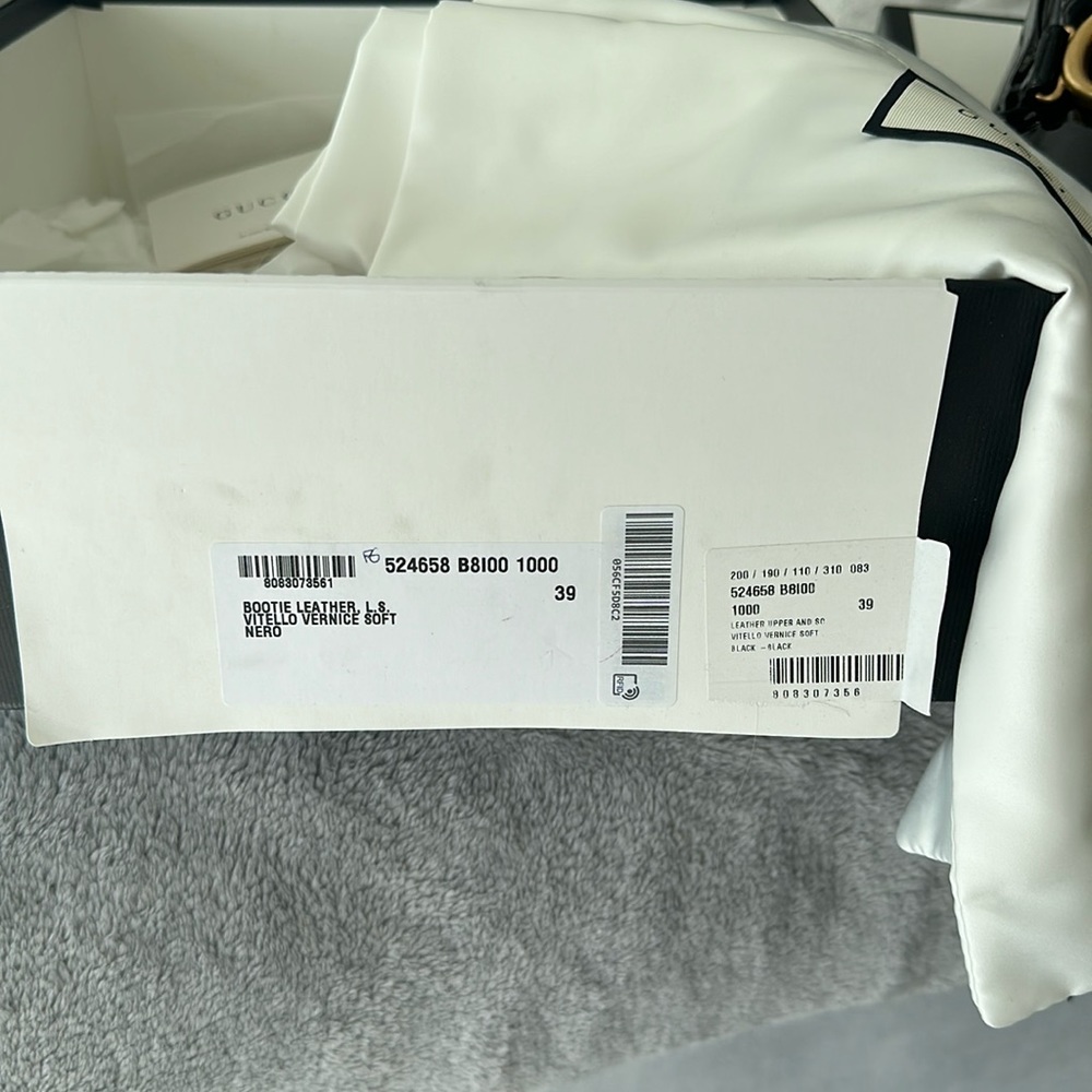 GUCCI 100% authentic,Bootie Leather Vitello Vernice, soft Nero Marmont, GG NWT - Picture 11 of 16